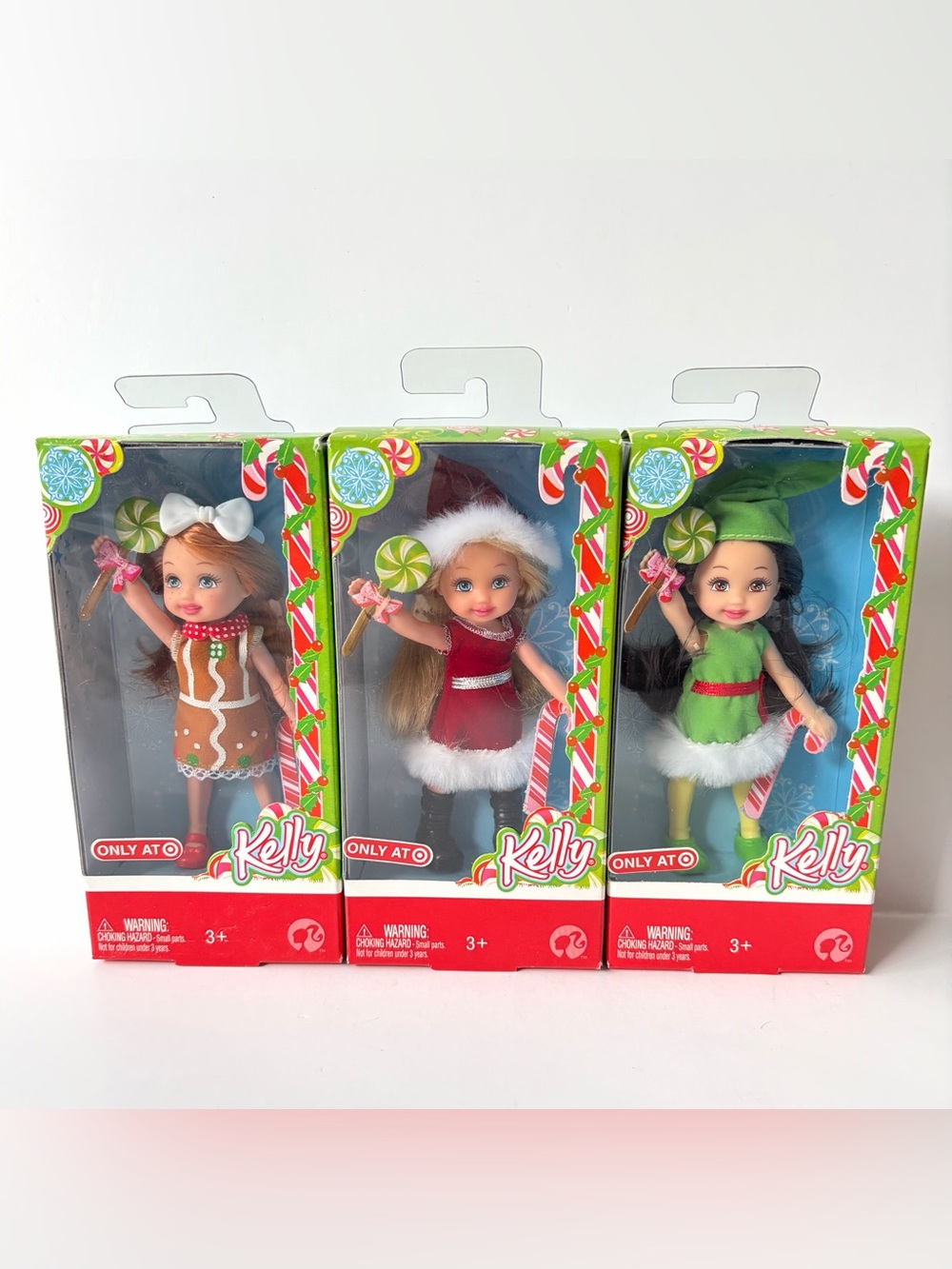 2008 NIB Barbie Kelly Target Exclusive Christmas Dolls set of 3